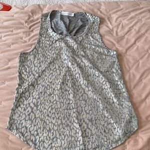Gray and Silver Leopard Print Sleeveless Tank -Size L
